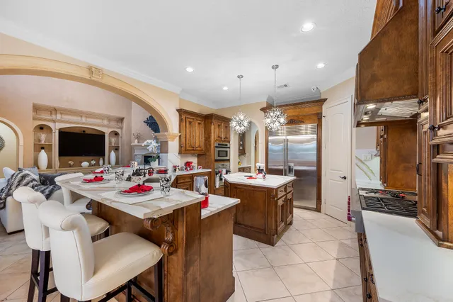 a view of a dining room kitchen and a sink