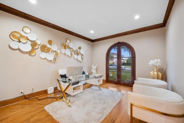 a workspace with furniture