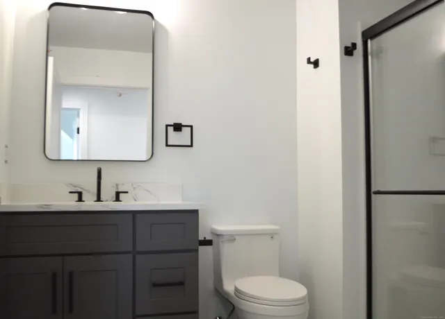 a bathroom with a toilet a sink and mirror