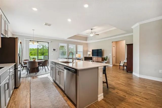 a view of a garage with storage