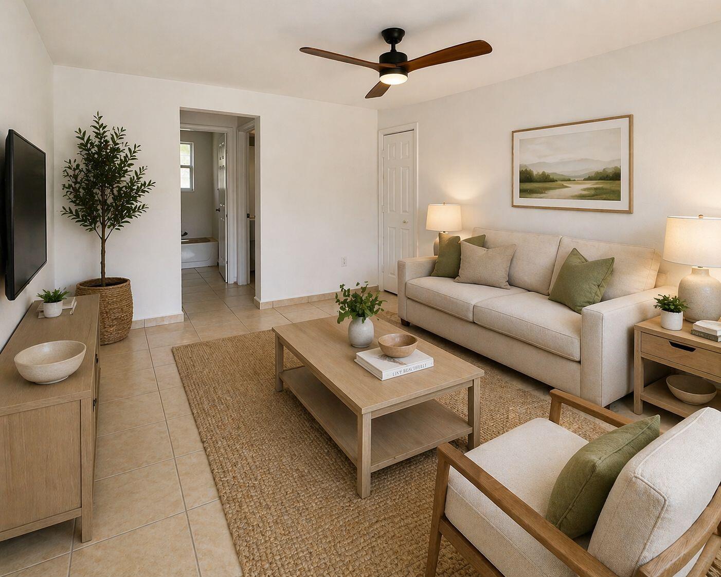 420 Northwest 10th Street, Unit 9 Miami, FL 33136 - Photo 2 of 14 a living room with furniture a table and a potted plant