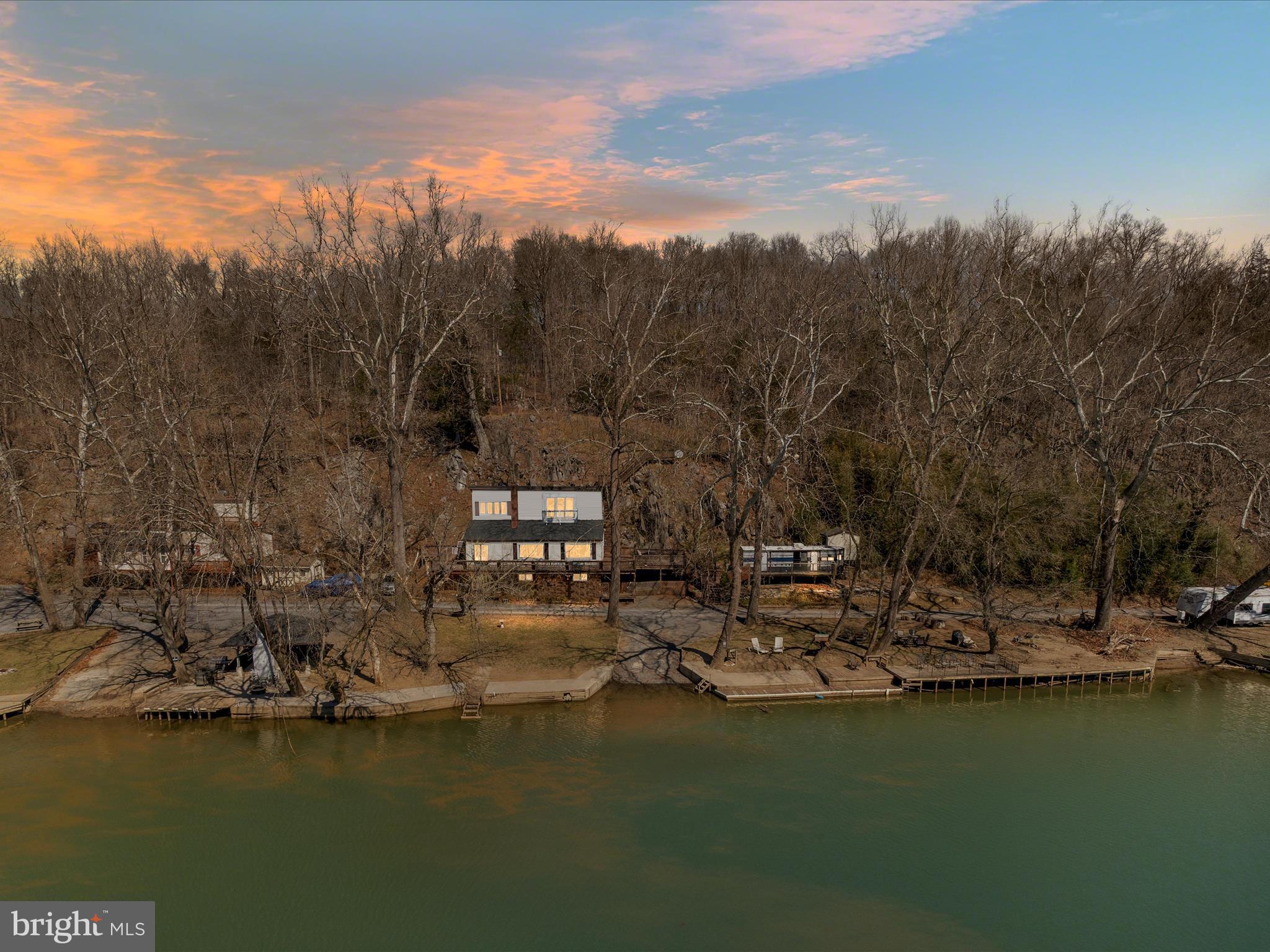 a view of a lake with a mountain
