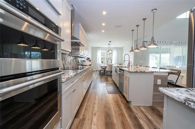 a view of a dining room and livingroom