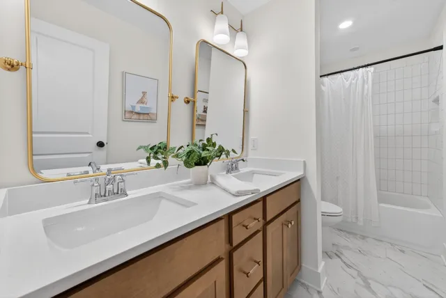 a row of palm trees in front of house