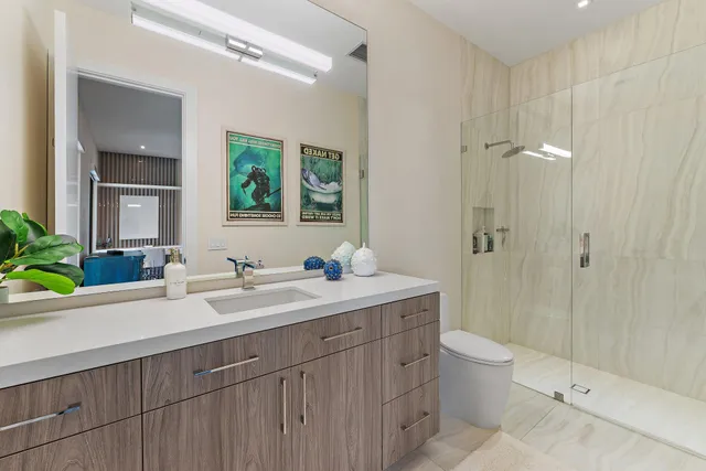 a view of backyard with outdoor seating and green space