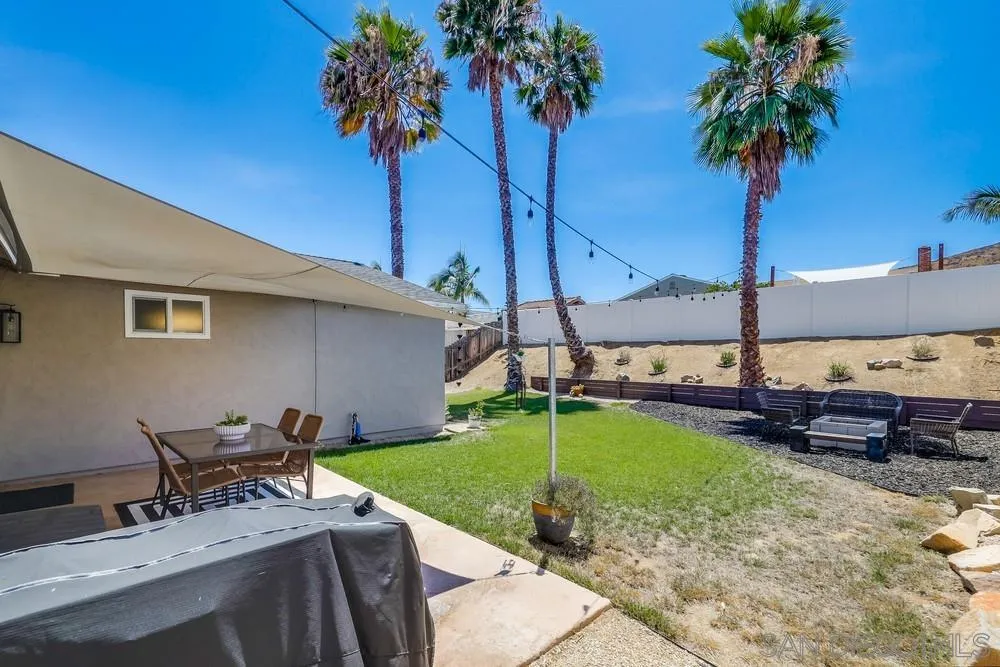 10262 Molino Road Santee, CA 92071 - Photo 23 of 26 a view of a backyard with table and chairs potted plants and palm trees
