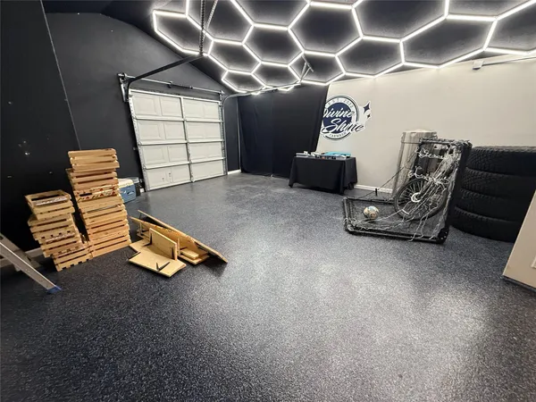 a room with gym equipment
