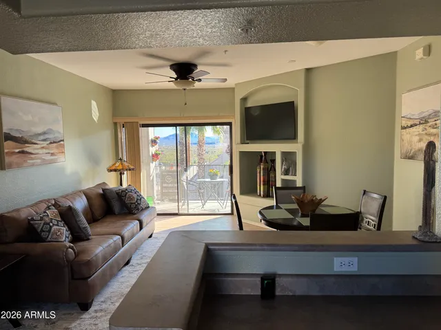 a view of a livingroom with a flat screen tv