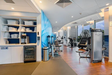 a view of a room with gym equipment