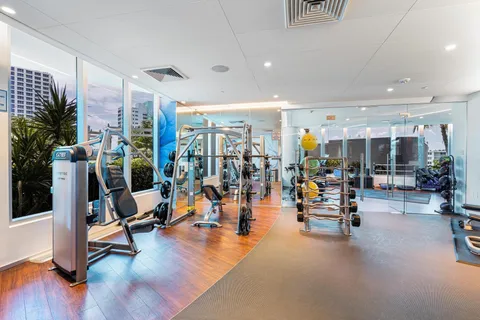a view of a room with gym equipment