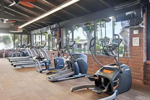 a view of a room with gym equipment