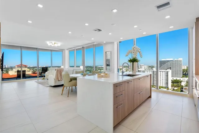 a view of a city with tall buildings