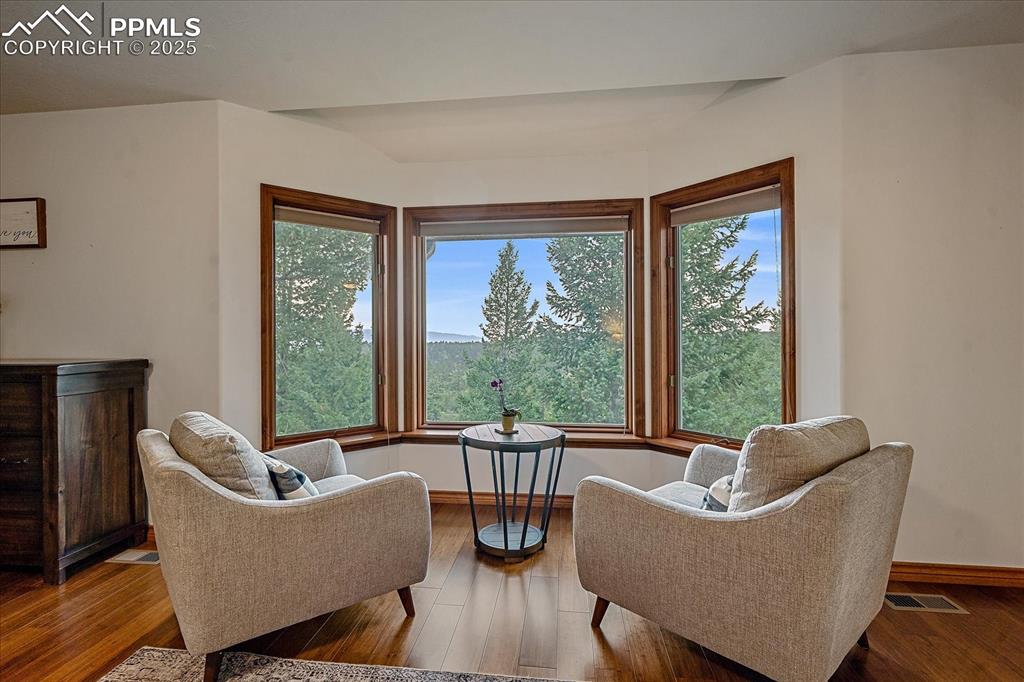 8045 Eagle Road Larkspur, CO 80118 - Photo 18 of 50 a living room with furniture and a large window