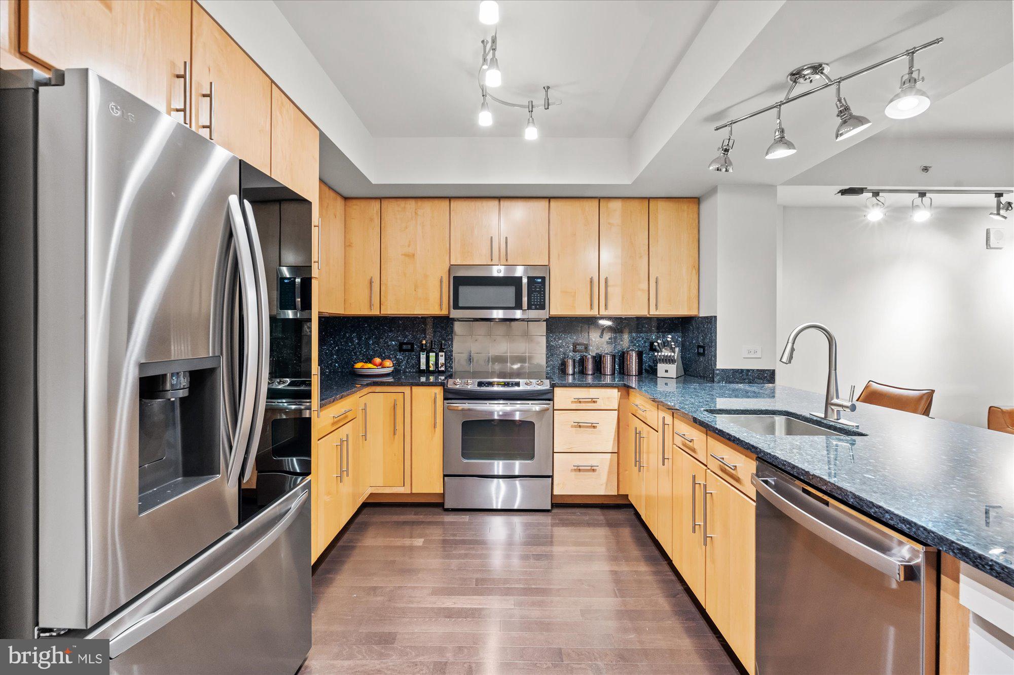 1025 First Street Southeast, Unit 511 Washington, DC 20003 - Photo 6 of 25 a kitchen with stainless steel appliances granite countertop a refrigerator a sink and a stove