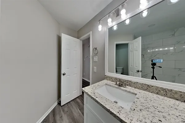 a bathroom with a bathtub