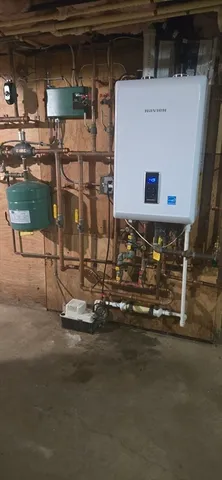 a view of a room with wooden walls