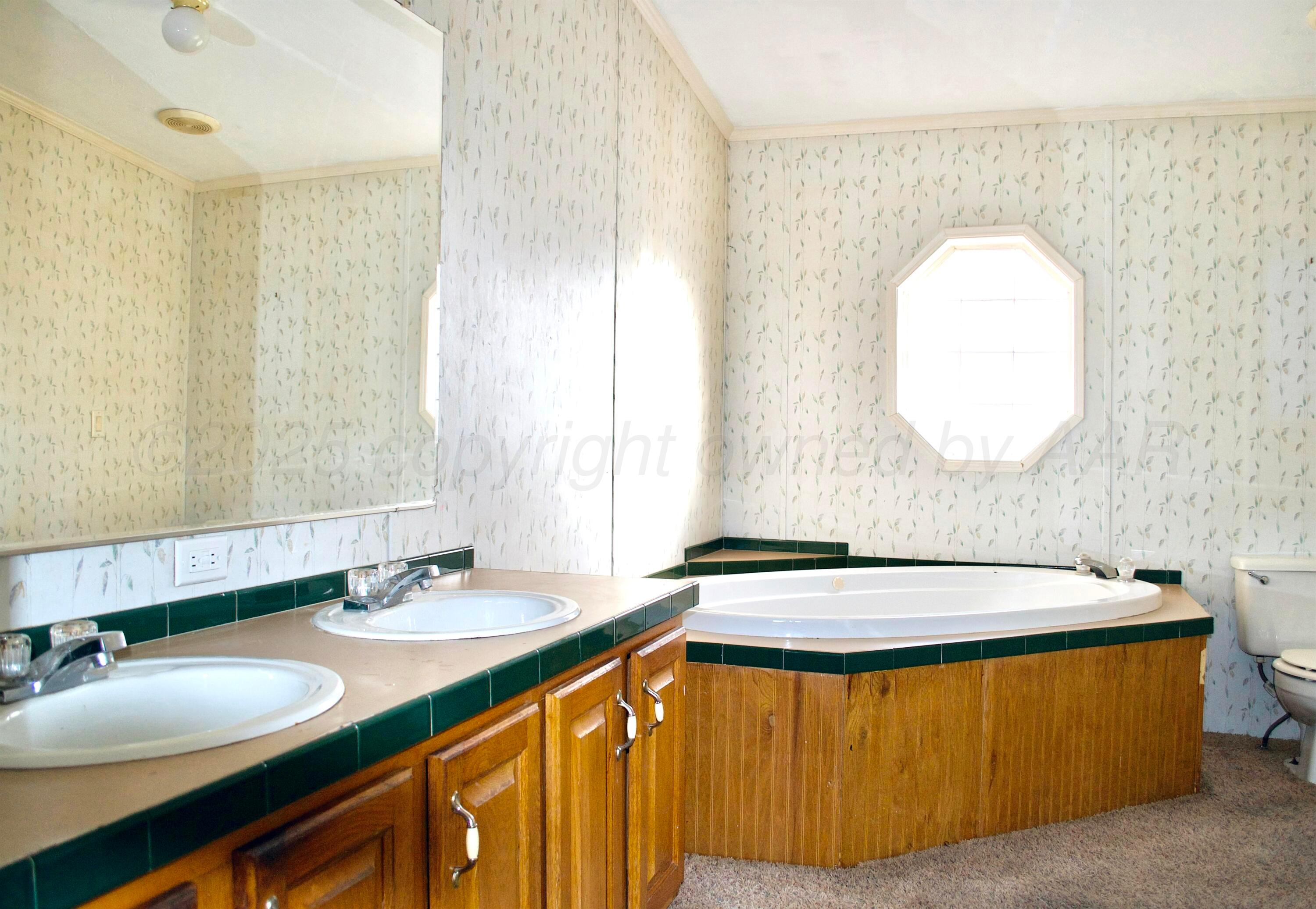 406 North Independence Street Amarillo, TX 79106 - Photo 18 of 19 a bathroom with a granite countertop sink and a mirror