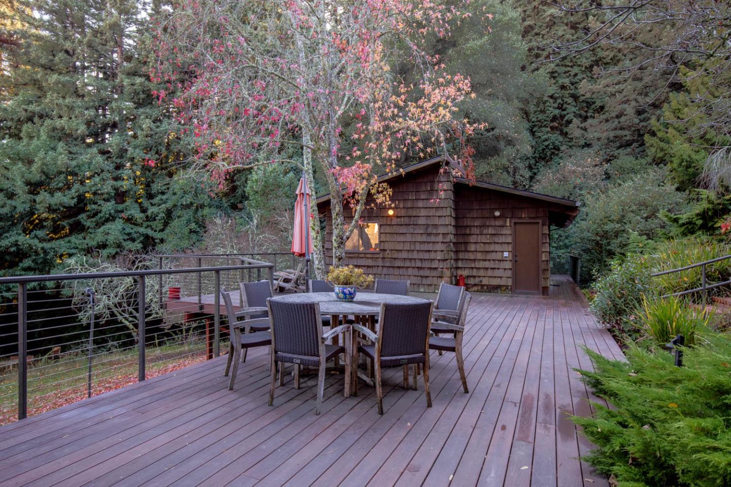 1255 La Honda Road Woodside, CA 94062 - Photo 20 of 26 a view of backyard with seating space and trees
