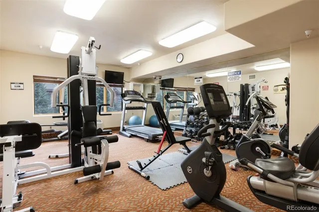 a view of a room with gym equipment