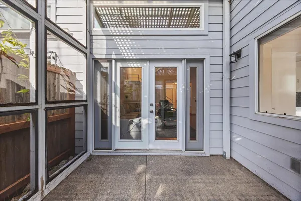 a view of outdoor space and front door