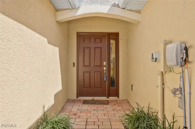 a view of a wooden door
