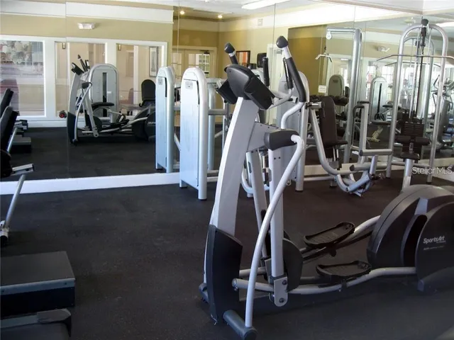 a view of a room with gym equipment