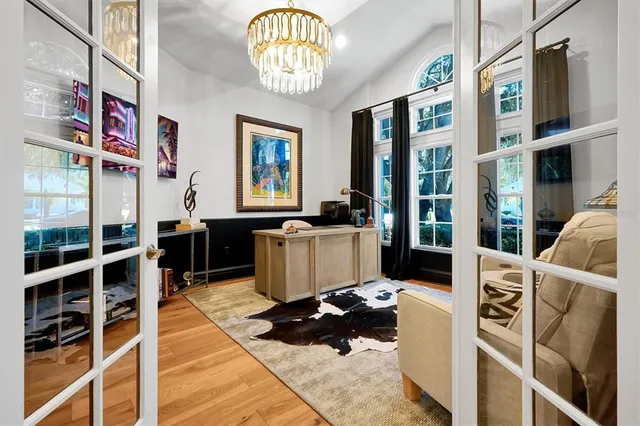 a white bath tub sitting in a bathroom