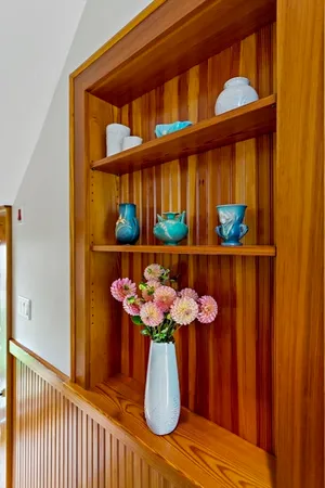 a table with a vase of flowers