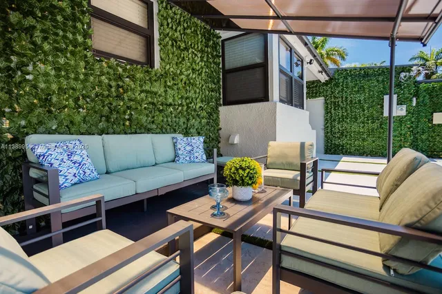 a outdoor living space with furniture