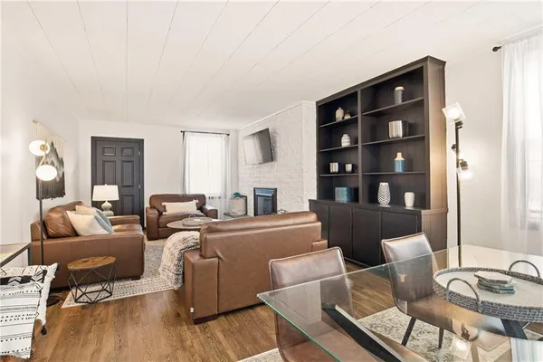 a living room with furniture