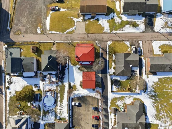 an aerial view of multiple house