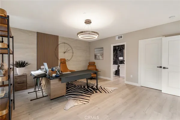 a living room with furniture
