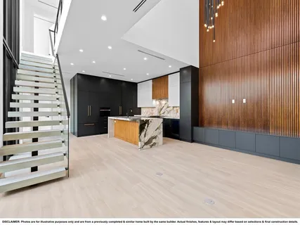 a view of a hall with stairs