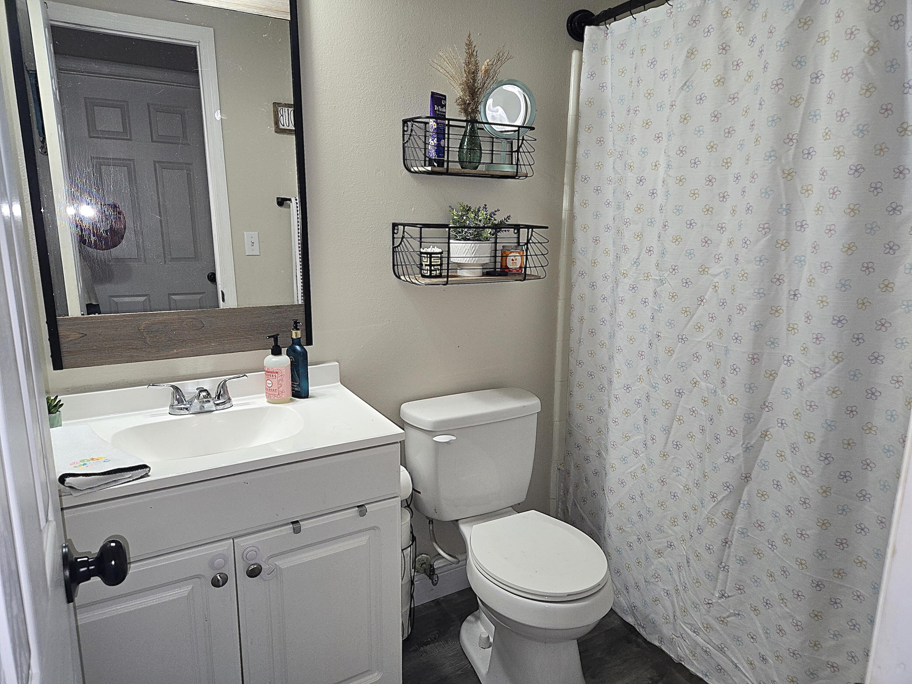 211 Northeast 3rd Terrace Williston, FL 32696 - Photo 25 of 46 a bathroom with a sink a toilet and mirror