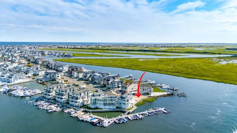 an aerial view of a house with a garden