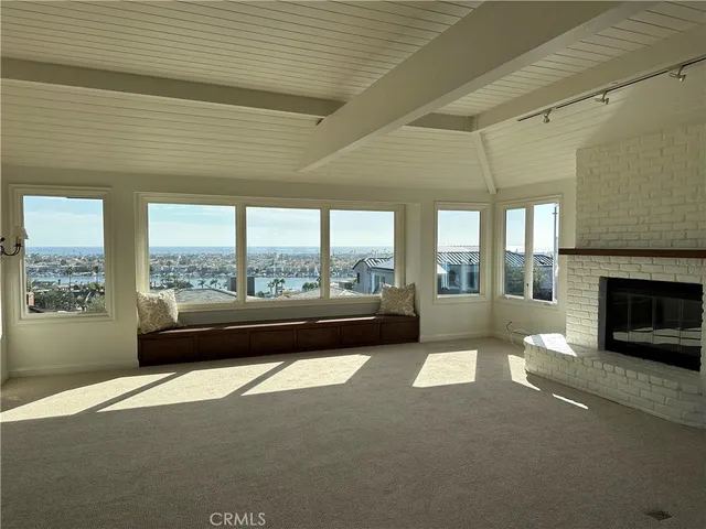a living room with a large window