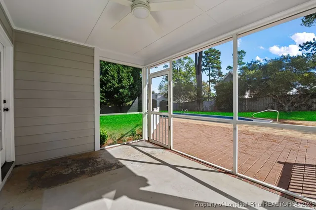 a view of a porch with a yard