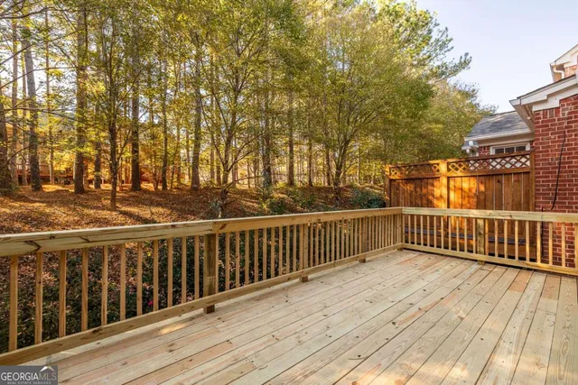 a view of a wooden roof deck