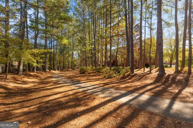 a view of a building with trees