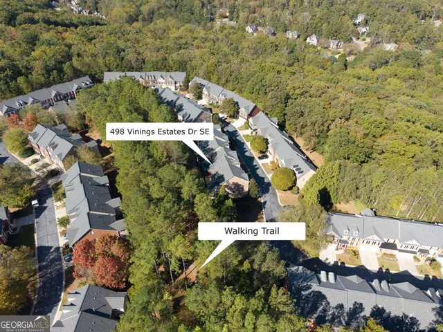 an aerial view of a house