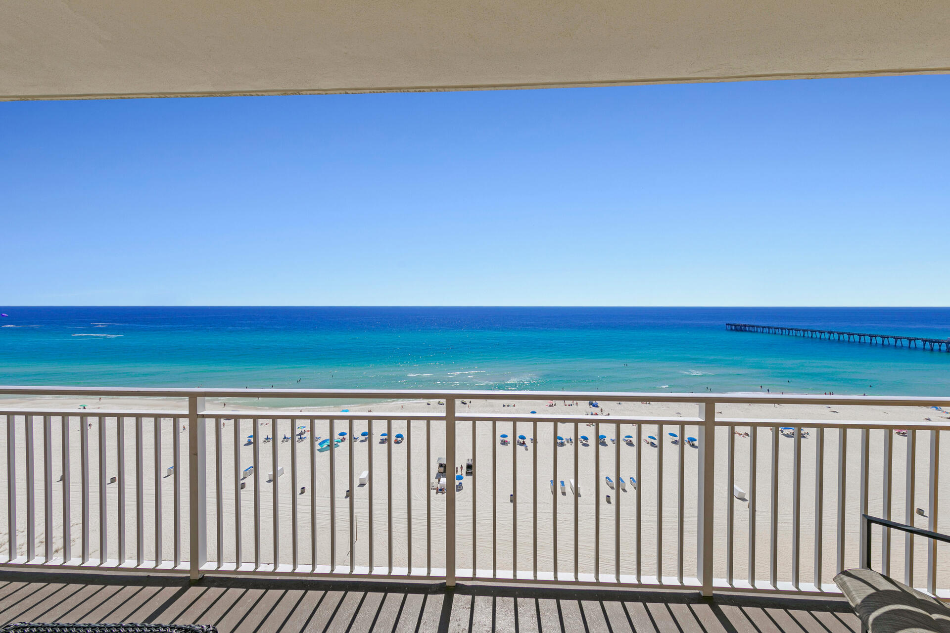 12011 Front Beach Road, Unit 701 Panama City Beach, FL 32407 - Photo 2 of 42 a close view of a wooden floor and a city view