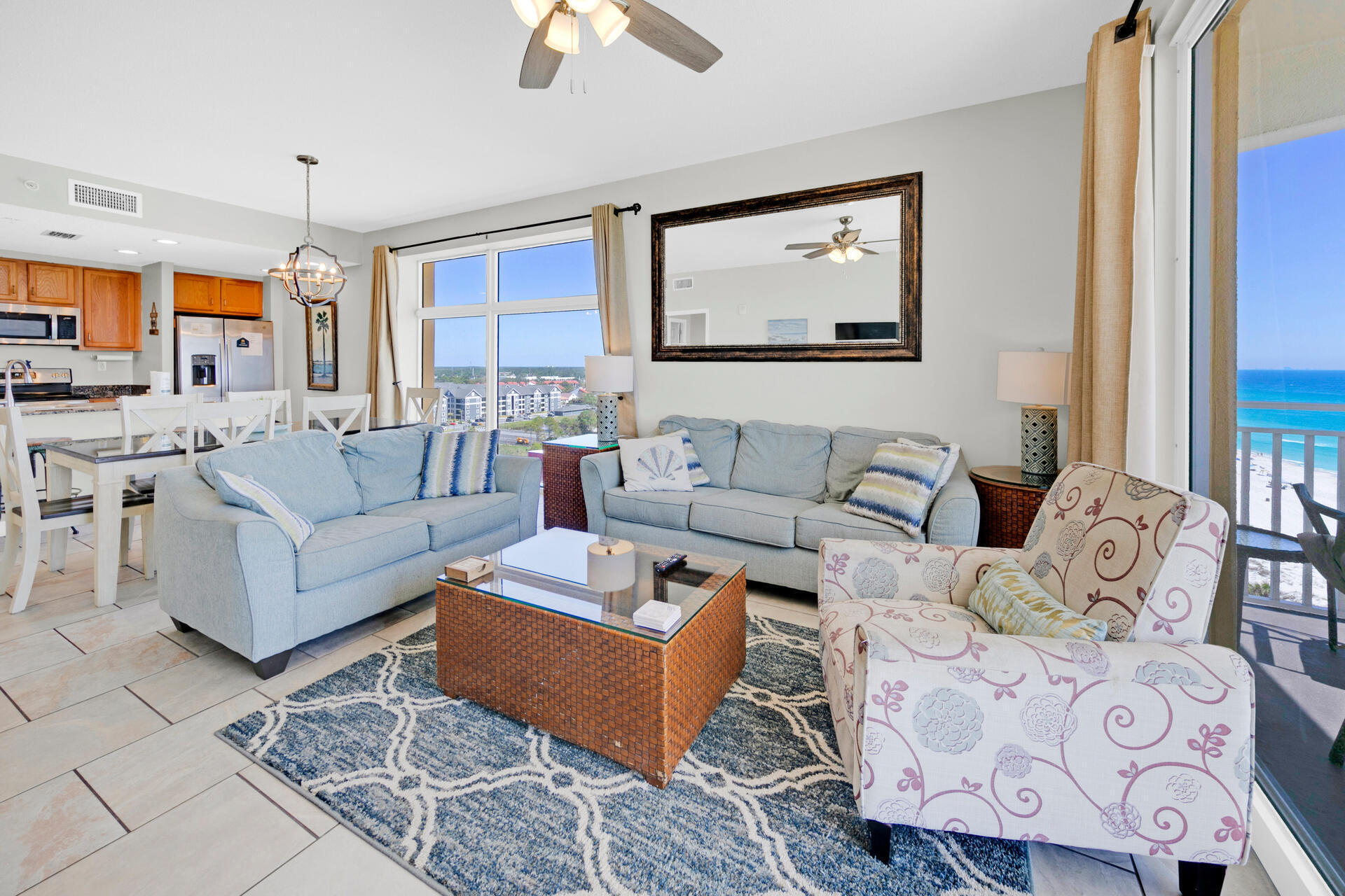 12011 Front Beach Road, Unit 701 Panama City Beach, FL 32407 - Photo 3 of 42 a living room with furniture and a large window