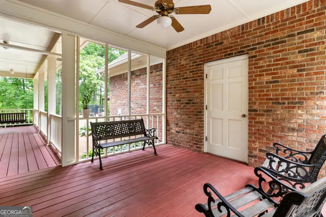 an outdoor view with patio