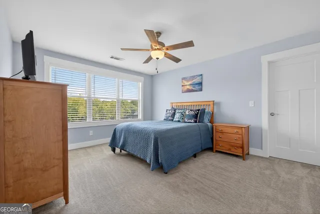 a view of a lake with a mountain in the background