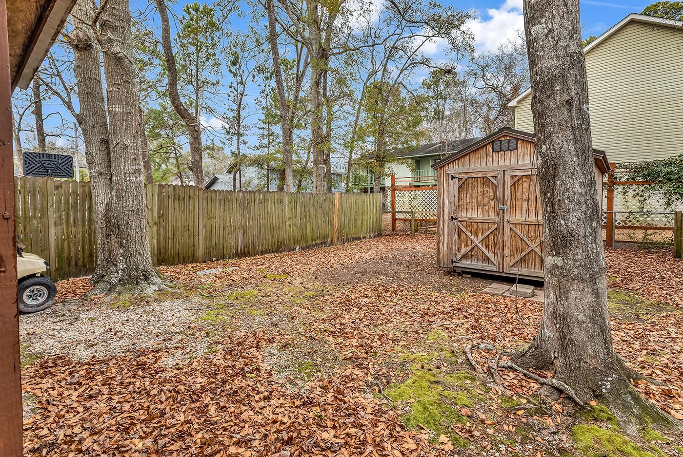 724 Juniper Drive, Unit B Surfside Beach, SC 29575 - Photo 28 of 36 Fenced backyard featuring a shed