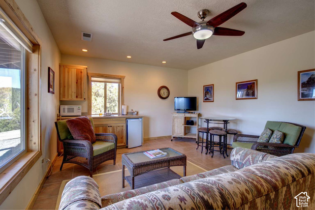 1735 West Pinyon Hls Road Hatch, UT 84735 - Photo 12 of 21 Recessed lighting, ceiling fan with light fixture, wood-finish flooring, built-in cabinetry, and integrated sink