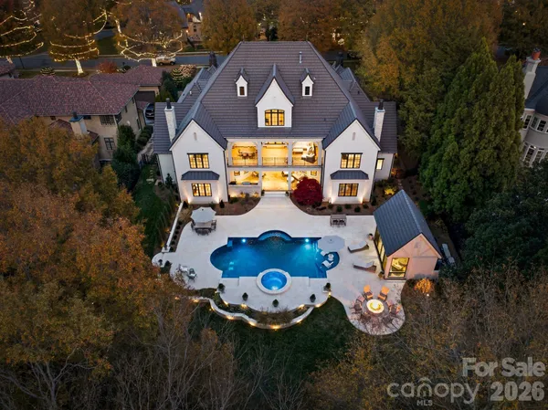 an aerial view of a house
