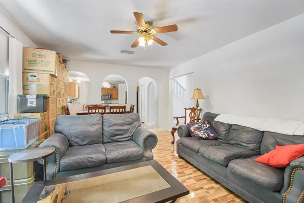 a living room with furniture