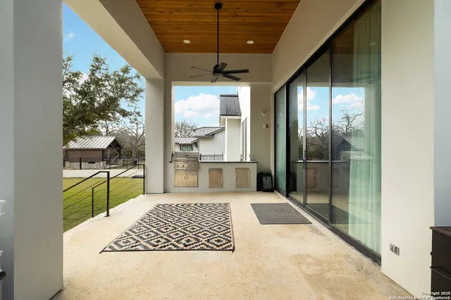 an aerial view of a house