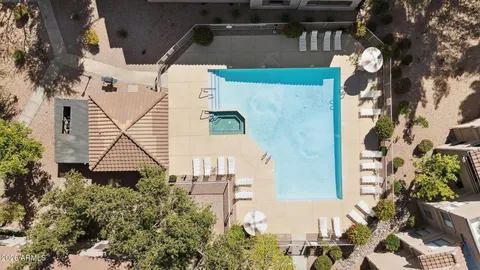 an aerial view of a house